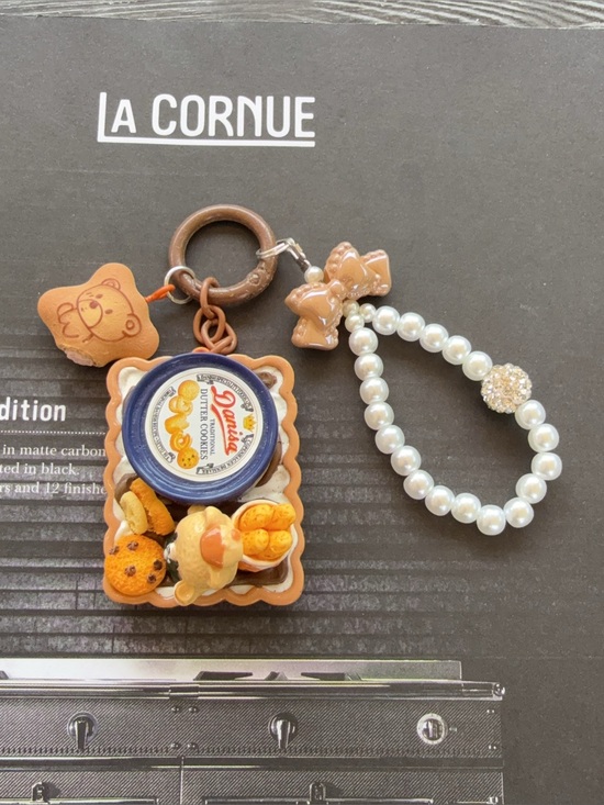 Handmade Accessories - Kawaii Cookie Jar phone charm with Pearl Charm